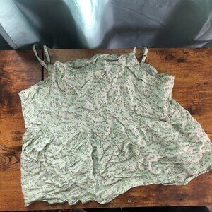American Eagle Cropped Low Cowl Neck Cami in Floral Mint Green - Women's Sz M